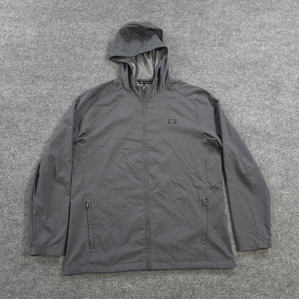 Travis Mathew Jacket Mens L Gray Wanderlust Hooded Full Zip Windbreaker Golf